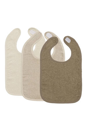 Uni slab - badstof - natural/soft sand/taupe - 3-pack