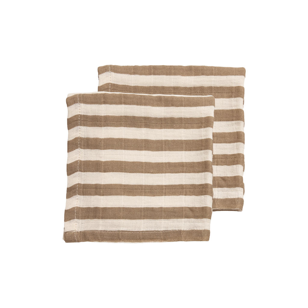 Meyco hydrofiel pre-washed monddoekje taupe/wit