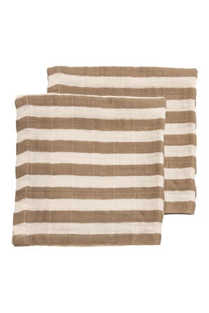 hydrofiel pre-washed monddoekje taupe/wit