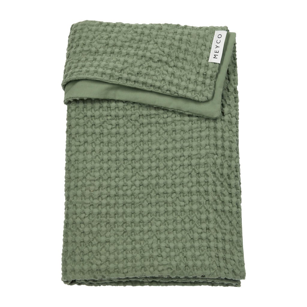 Meyco wafel katoenen ledikant deken Olive Green