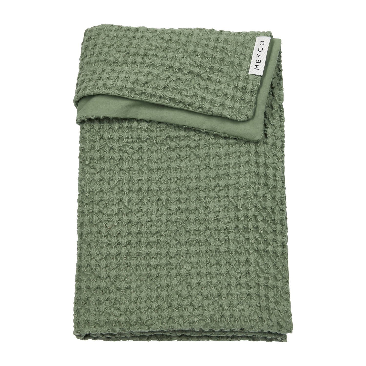 Meyco wafel katoenen ledikant deken Olive Green