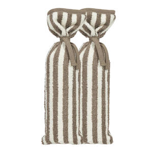 Fat Stripe kruikenzak - jacquard badstof - taupe - 2-pack