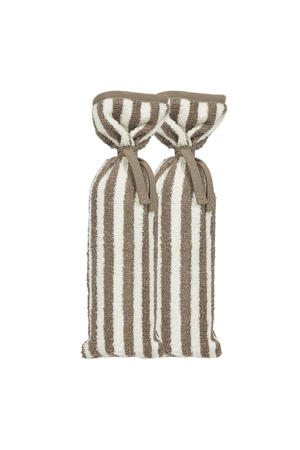 Fat Stripe kruikenzak - jacquard badstof - taupe - 2-pack