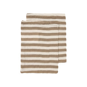 hydrofiel pre-washed washandje Fat Stripe Taupe/wit (set van 2)