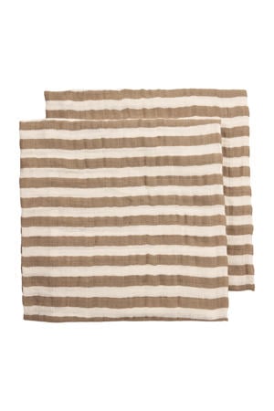hydrofiele pre-washed doek Fat Stripe Taupe (set van 2)
