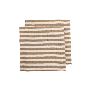 hydrofiele pre-washed doek Fat Stripe Taupe (set van 2)