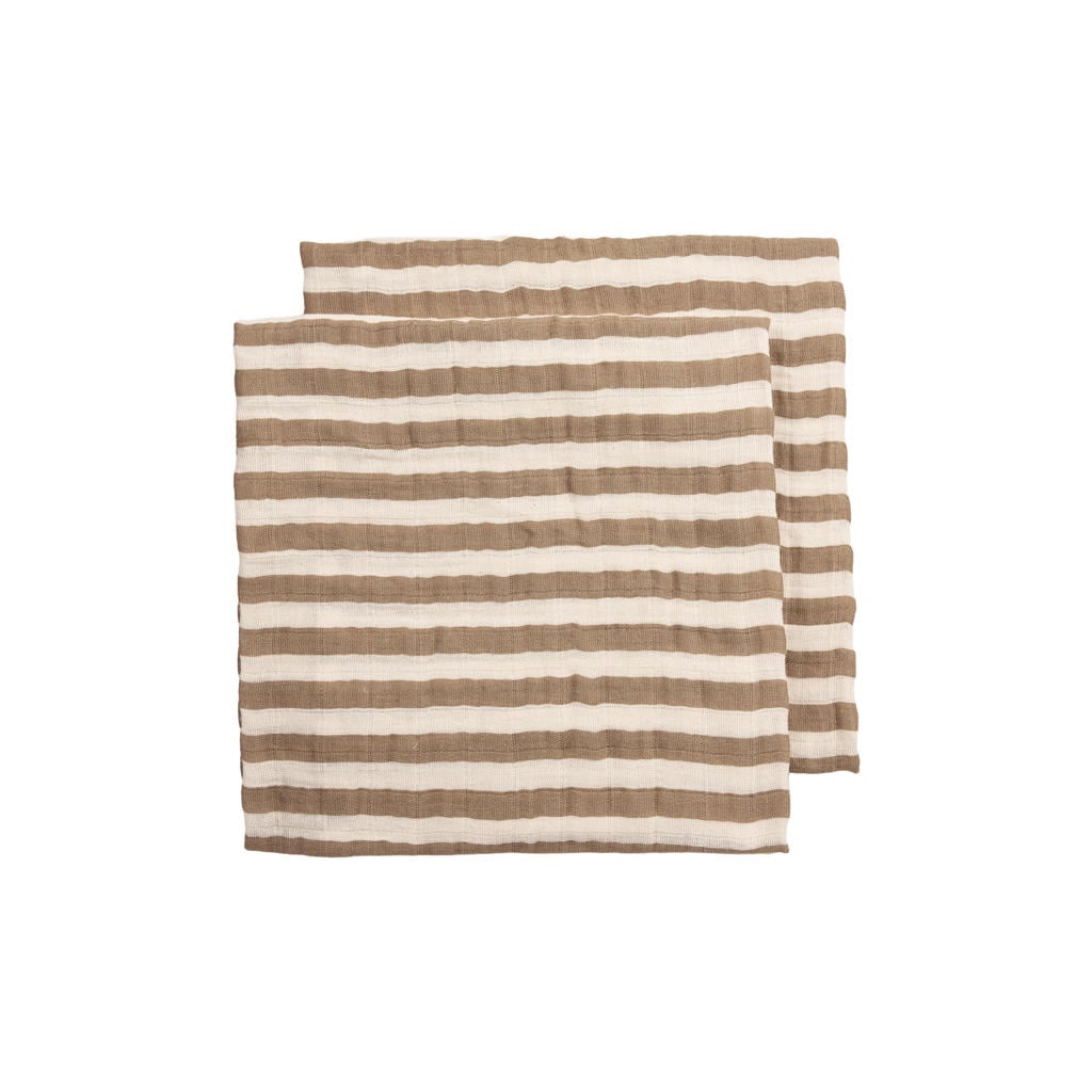 Meyco hydrofiele pre-washed doek Fat Stripe Taupe (set van 2)