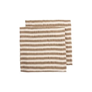 hydrofiele pre-washed doek Fat Stripe Taupe (set van 2)