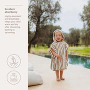 thumbnail: Meyco Fat Stripe Badponcho - Jacquard Badstof - Taupe - 1-3 jaar