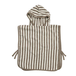 Fat Stripe Badponcho - Jacquard Badstof - Taupe - 1-3 jaar