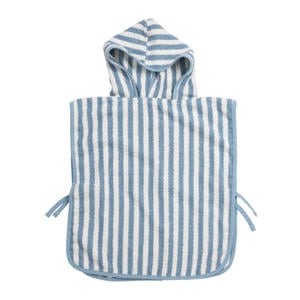 Fat Stripe Badponcho - Jacquard Badstof - Jeans Blue - 1-3 jaar