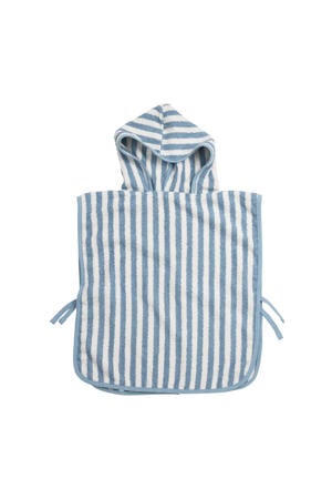 Fat Stripe Badponcho - Jacquard Badstof - Jeans Blue - 1-3 jaar