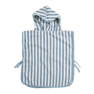 Fat Stripe Badponcho - Jacquard Badstof - Jeans Blue - 1-3 jaar