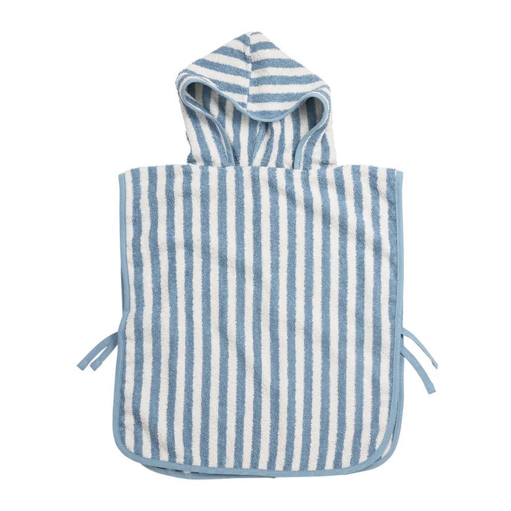 Meyco Fat Stripe Badponcho - Jacquard Badstof - Jeans Blue - 1-3 jaar