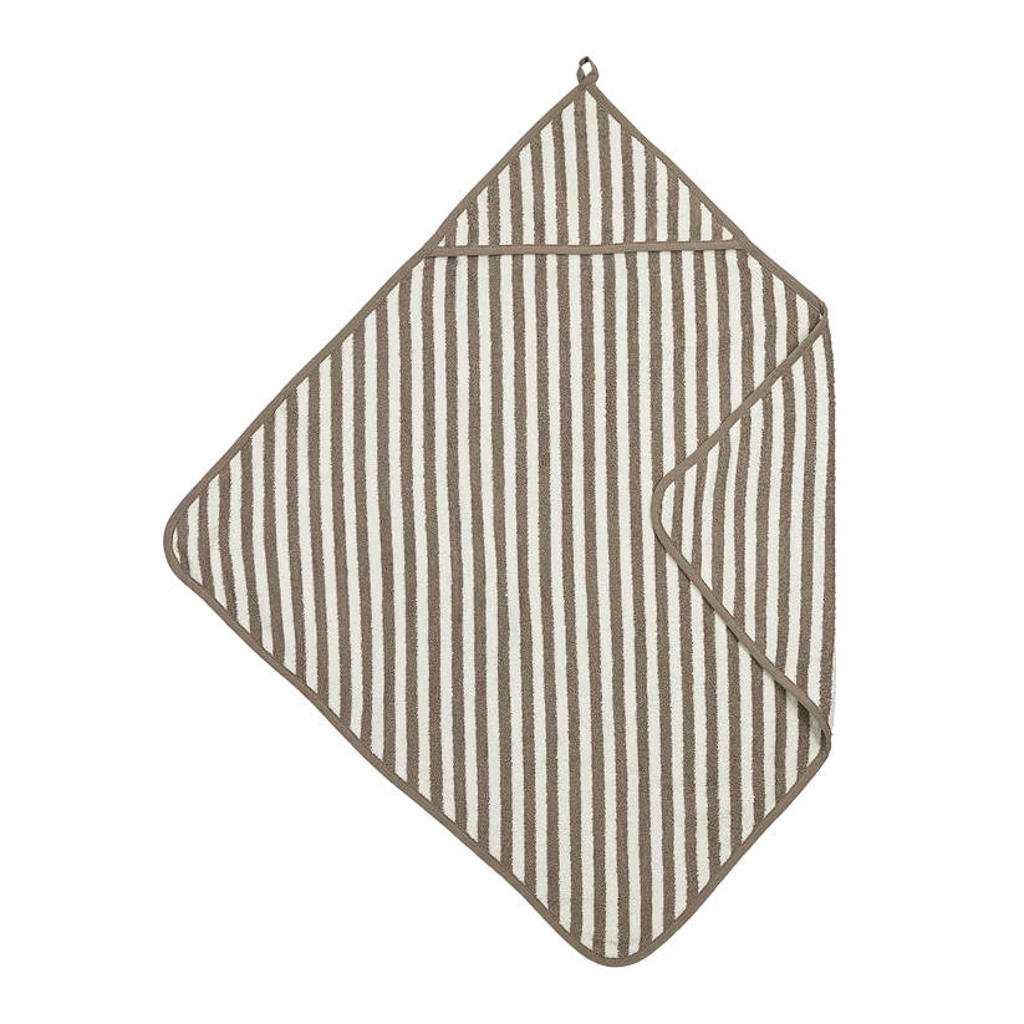 Meyco Fat Stripe Badcape - Jacquard Badstof - Taupe - 75x75cm