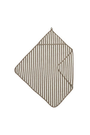 Fat Stripe Badcape - Jacquard Badstof - Taupe - 75x75cm