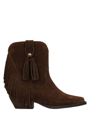 Beth suède cowboylaarzen met franjes donkerbruin