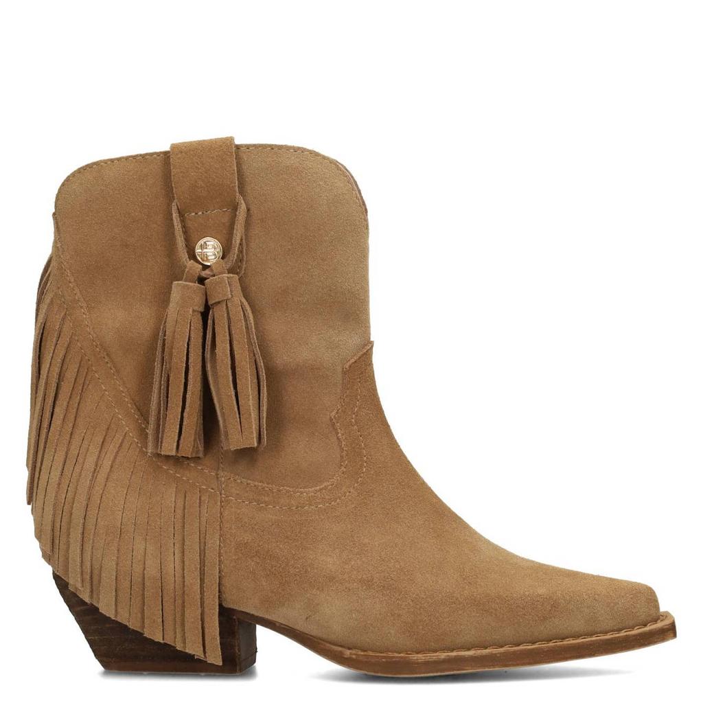 Camelkleurige dames Haboob Beth suède cowboylaarzen met ritssluiting