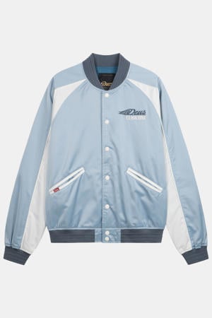 bomberjack met backprint lichtblauw