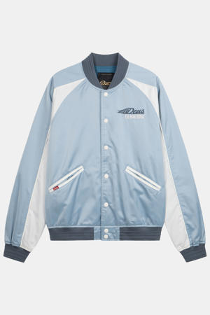 bomberjack met backprint lichtblauw