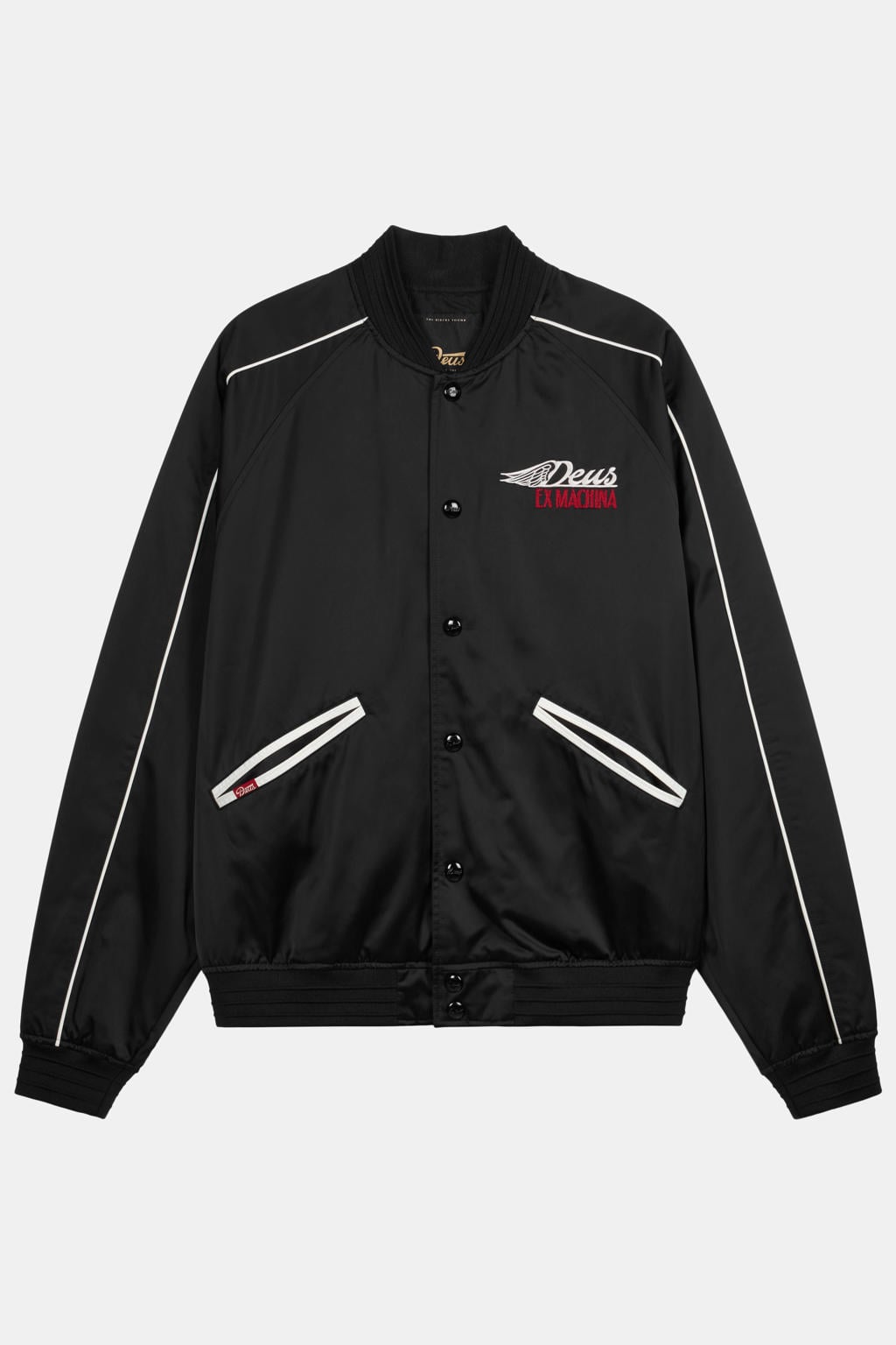 Zwarte dames Deus Ex Machina jack van polyester met lange mouwen, ronde hals en knoopsluiting