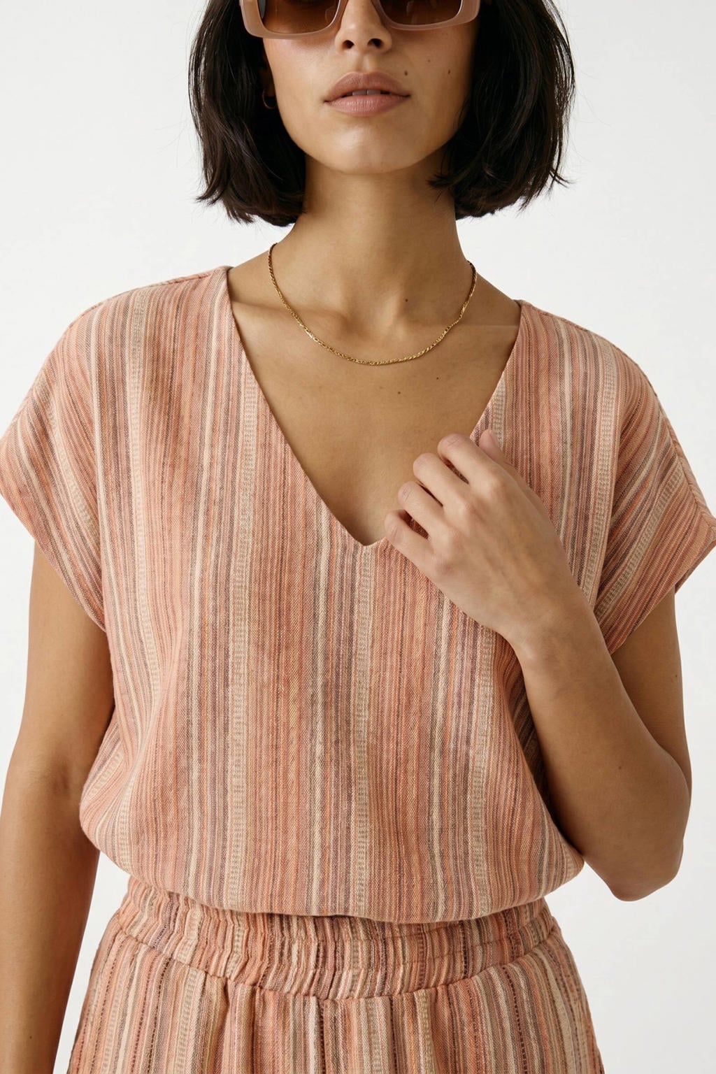 VERO MODA gestreepte top gebreid multi
