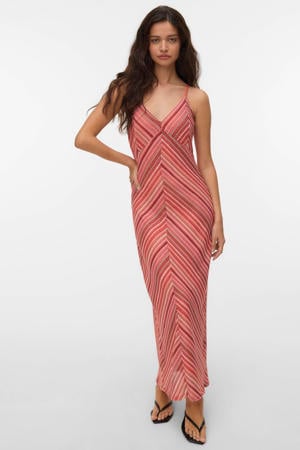 gestreepte maxi jurk roze