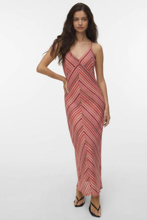 gestreepte maxi jurk roze