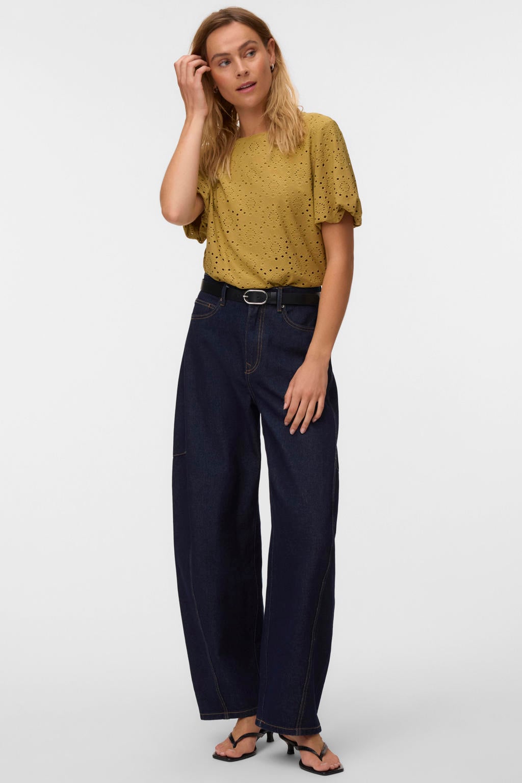 VERO MODA top ajour olijfgroen