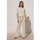 VERO MODA wide leg regular waist casual broek broderie ecru