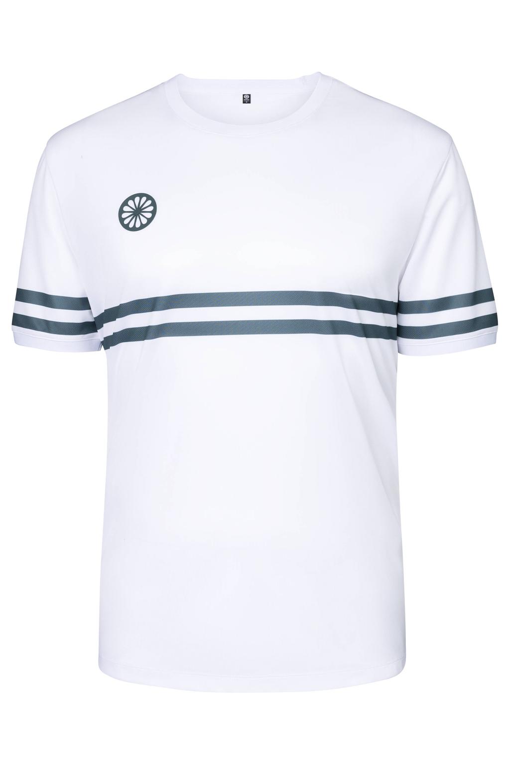 Wit en donkergroene heren The Indian Maharadja sportshirt van polyester met korte mouwen en ronde hals