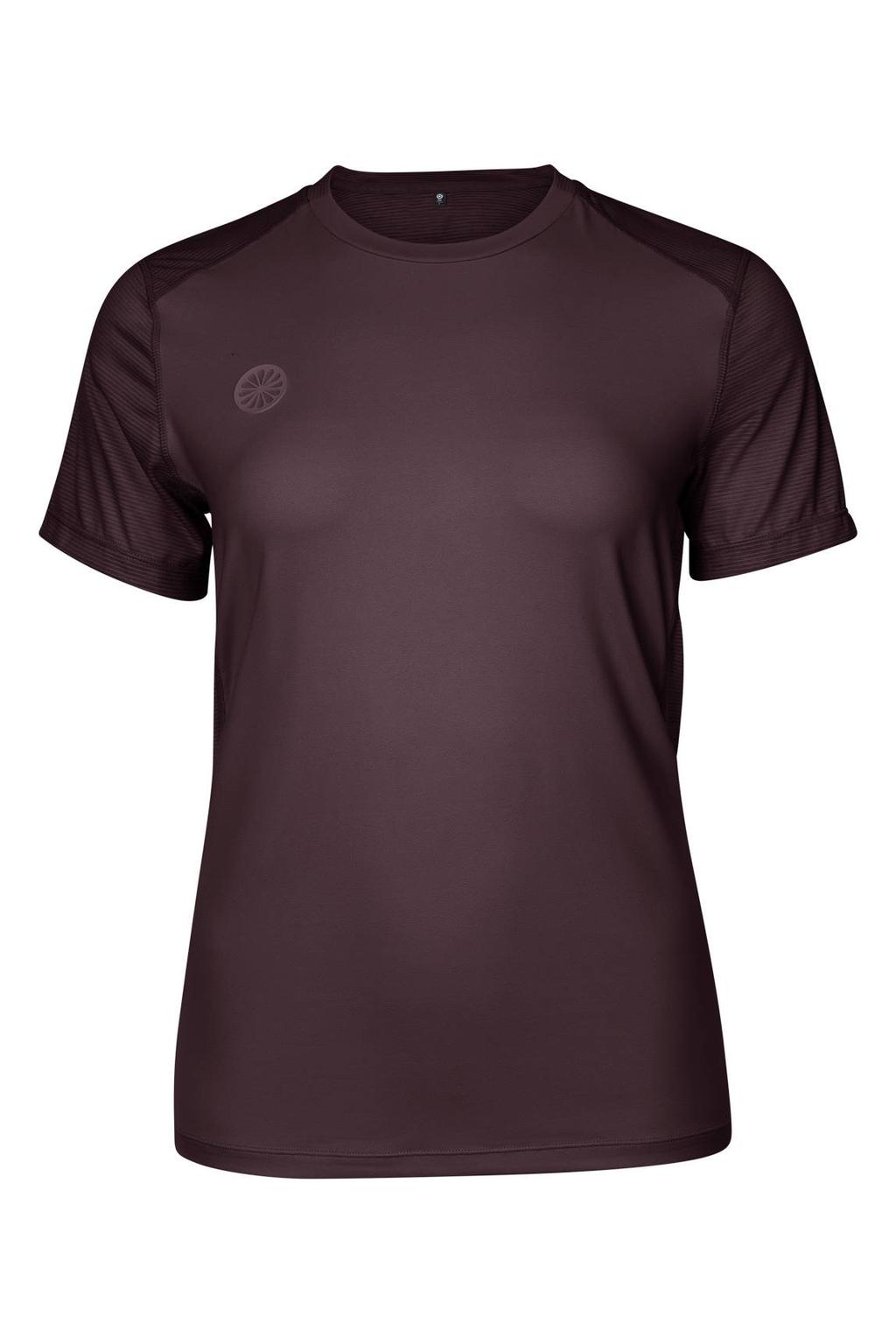 Donkerblauwe dames The Indian Maharadja Dry Touch sportshirt van polyester met effen, korte mouwen en ronde hals