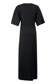 thumbnail: Zwarte dames Shoeby maxi jurk van polyester met effen, driekwart mouwen, ronde hals en knoopdetail