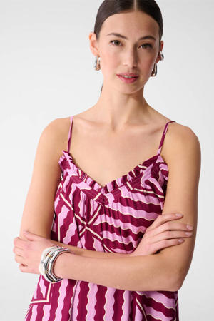 viscose midi jurk met print - roze