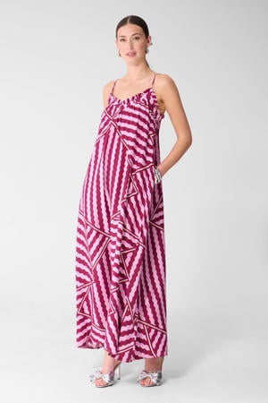 viscose midi jurk met print - roze