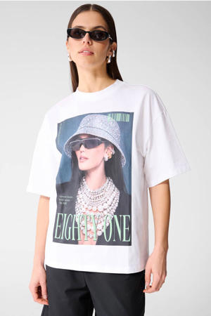 T-shirt met printopdruk wit