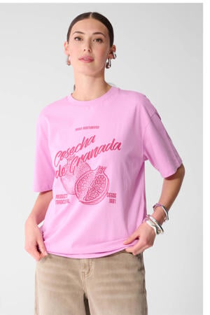 T-shirt met print - roze