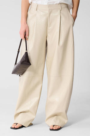 barrel high waist coated broek ecru