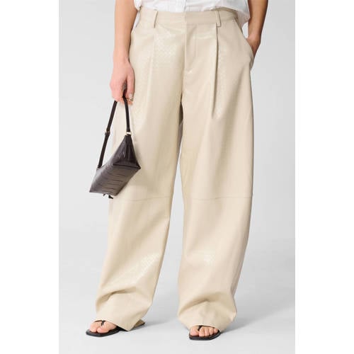 Shoeby barrel high waist coated broek ecru afbeelding