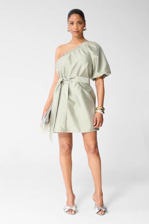 one shoulder jurk lichtgroen