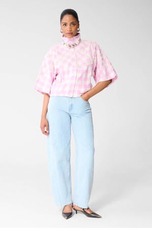 geruit jasje roze