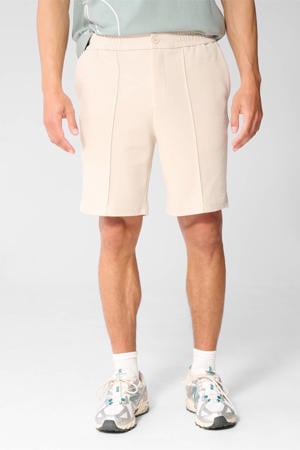 katoenen regular fit korte broek - zand