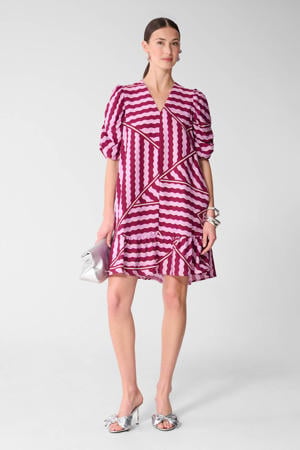 viscose korte zomerjurk met print - roze