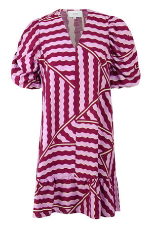 viscose korte zomerjurk met print - roze