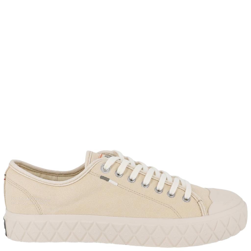 Beige heren Palladium Palla Ace Washed CVS sneakers van textiel met veters