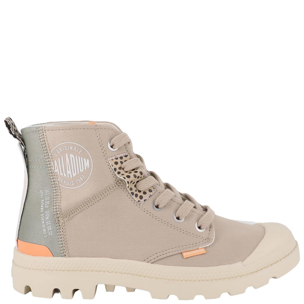 Beige dames Palladium sneakers van textiel met veters