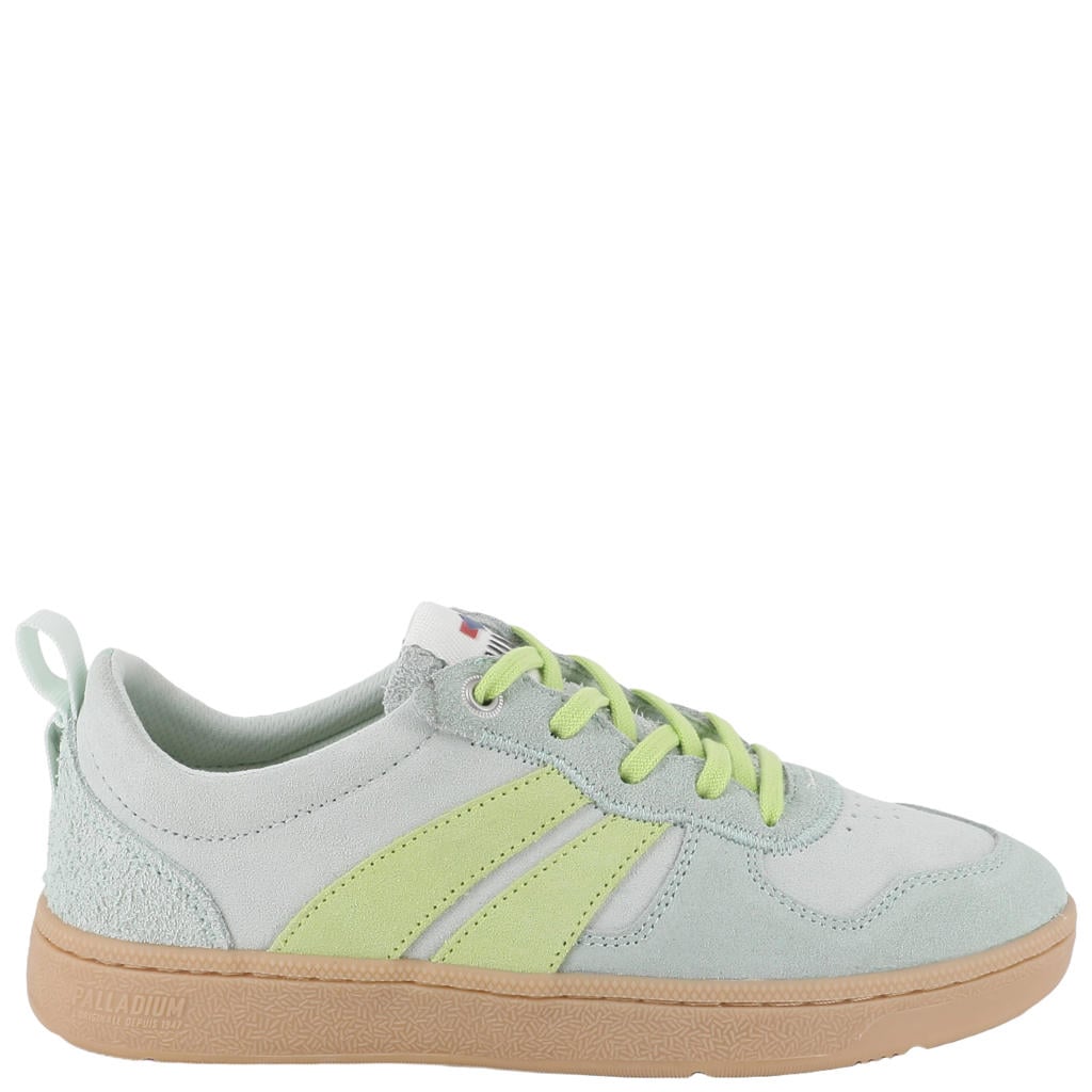 Lichtgroene dames Palladium suède sneakers met veters