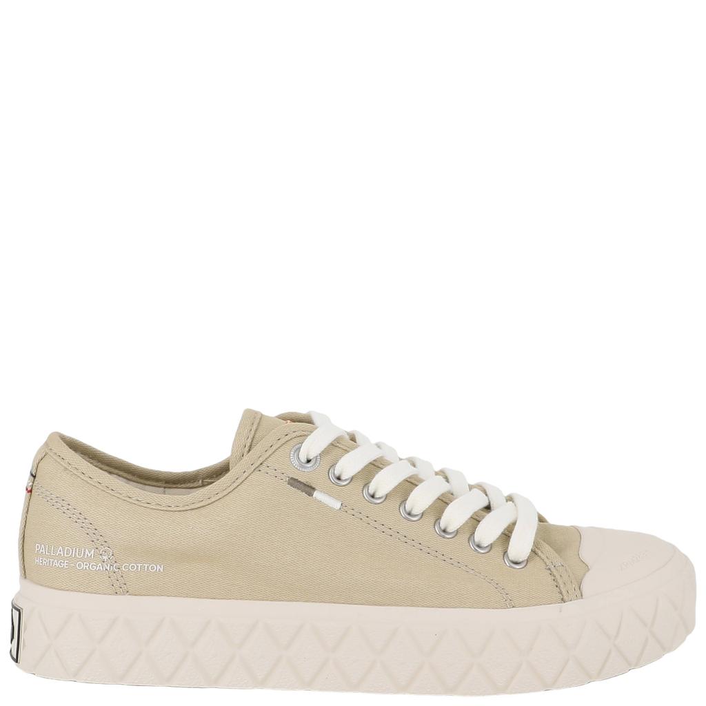 Beige dames Palladium sneakers van textiel met veters