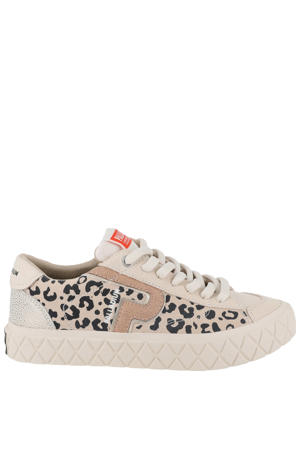 Ace Lo Mix Wild leren sneakers met panterprint beige/zwart