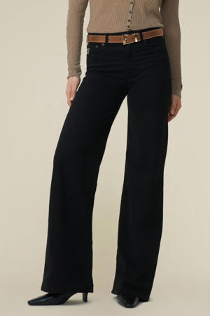 denim regular waist flared broek zwart